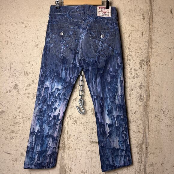 True Religion Ricky Straight Fit Coated Tie Dye BSO Black 32" Y2K Jeans - Picture 2 of 8